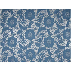 Minerva Embroidered Lace Fabric Jeans Blue - per metre