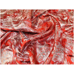 Minerva Metallic Woven Brocade Fabric Red - per metre