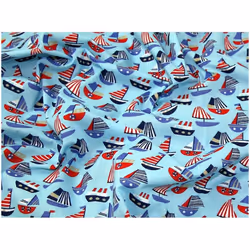 Minerva Printed Polycotton Fabric Blue - per metre