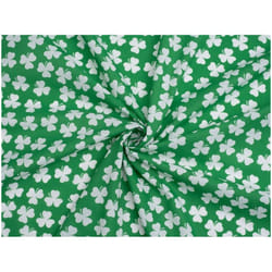 Minerva Printed Polycotton Fabric - per metre - White on Green