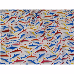 Minerva Printed Polycotton Fabric White - per metre