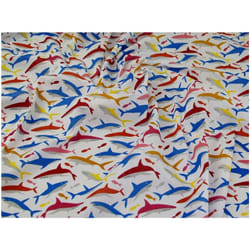 Minerva Printed Polycotton Fabric White - per metre