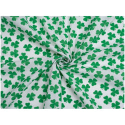 Minerva Printed Polycotton Fabric - per metre - Green on White