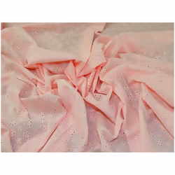 Minerva Embroidered Cotton Fabric Pink - per metre