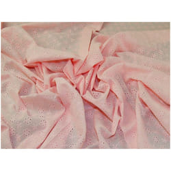 Minerva Embroidered Cotton Fabric Pink - per metre