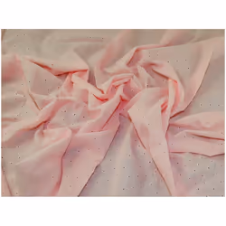 Minerva Embroidered Cotton Fabric Pink - per metre