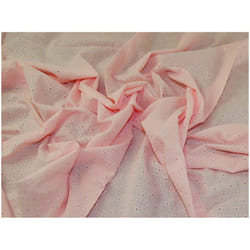 Minerva Embroidered Cotton Fabric Pink - per metre
