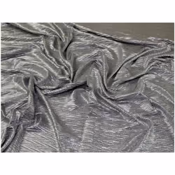 Minerva Pleated Foil Sweater Knit Stretch Fabric Silver - per metre