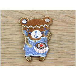 Indi Bear Patch Motif  Brown & Blue - each