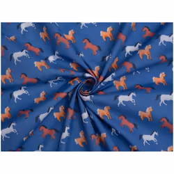 Minerva Printed Polycotton Fabric - per metre - Blue