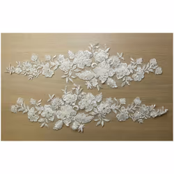 Beaded Lace Appliques  Ivory  - per pack of 2