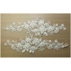 Beaded Lace Appliques  Ivory  - per pack of 2