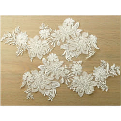 Beaded Lace Appliques  Ivory  - per pack of 2