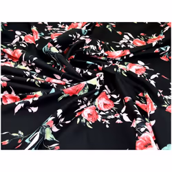 Minerva Digital Print Smooth Crepe - per metre - Black