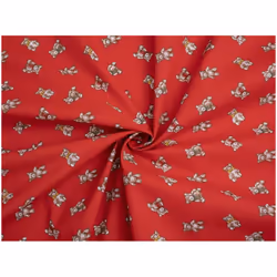 Minerva Printed Polycotton Fabric - per metre - Red