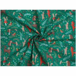Minerva Printed Polycotton Fabric - per metre - Green