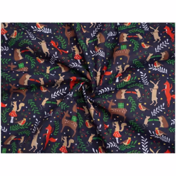 Minerva Printed Polycotton Fabric - per metre - Navy