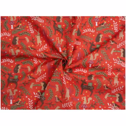 Minerva Printed Polycotton Fabric - per metre - Red