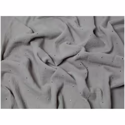Minerva Embroidered Cotton Double Gauze - per metre - Grey