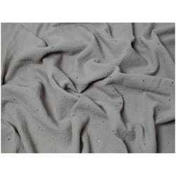 Minerva Embroidered Cotton Double Gauze - per metre - Grey