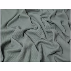 Minerva Cotton Waffle Textured Stretch Knit - per metre - Dusky Green