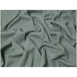 Minerva Cotton Waffle Textured Stretch Knit - per metre - Dusky Green