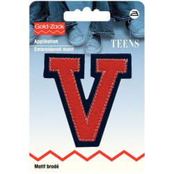 Prym Alphabet Letter Patch Motif  Red & Navy Blue - Letter V - each