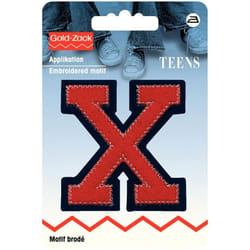 Prym Alphabet Letter Patch Motif  Red & Navy Blue - Letter X - each