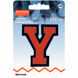 Prym Alphabet Letter Patch Motif  Red & Navy Blue - Letter Y - each