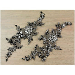 Crystal Appliques  Black/Silver - per pack of 2