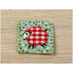 Gingham Sheep Patch Motif  Red & Green - each