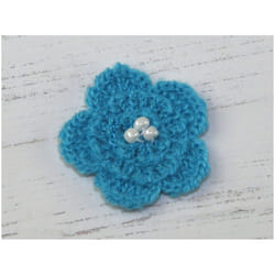 Beaded Flower Patch Motif  Turquoise - each