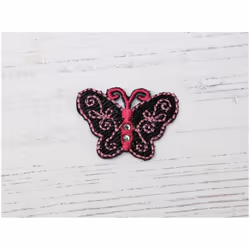 Patch Motif Butterfly  Black & Pink - each