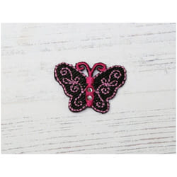 Patch Motif Butterfly  Black & Pink - each