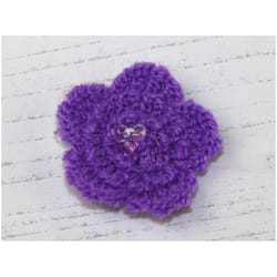Beaded Flower Patch Motif  Purple - each