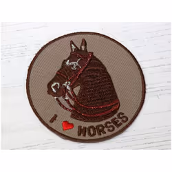 Patch Motif I Love Horses  Brown - each