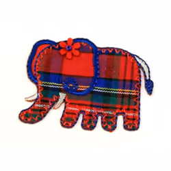 Elephant Patch Motif Red/Navy - each