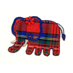Elephant Patch Motif  Red/Navy - each