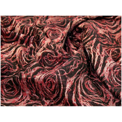 Minerva Harmony Metallic Woven Brocade Fabric Burgundy - per metre