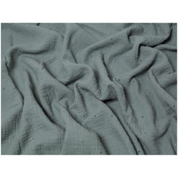 Minerva Embroidered Cotton Double Gauze - per metre - Green