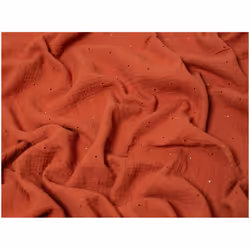 Minerva Embroidered Cotton Double Gauze - per metre - Rust