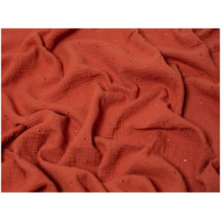 Minerva Embroidered Cotton Double Gauze - per metre - Rust