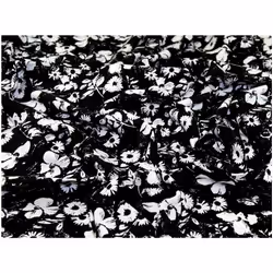 Minerva Viscose Challis Fabric Black & White - per metre