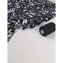 Minerva Viscose Challis Fabric - per metre - Black & White