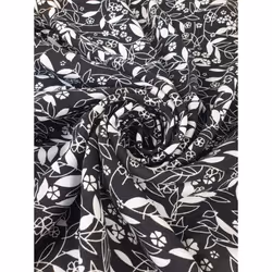Minerva Viscose Challis Fabric - per metre - Black & White