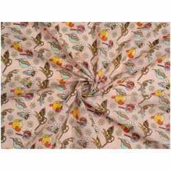 Minerva Printed Polycotton Fabric - per metre - Peach