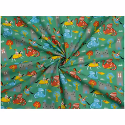 Minerva Printed Polycotton Fabric - per metre - Green