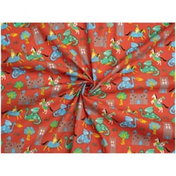 Minerva Printed Polycotton Fabric - per metre - Red