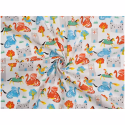 Minerva Printed Polycotton Fabric - per metre - White