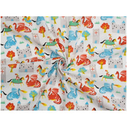 Minerva Printed Polycotton Fabric - per metre - White